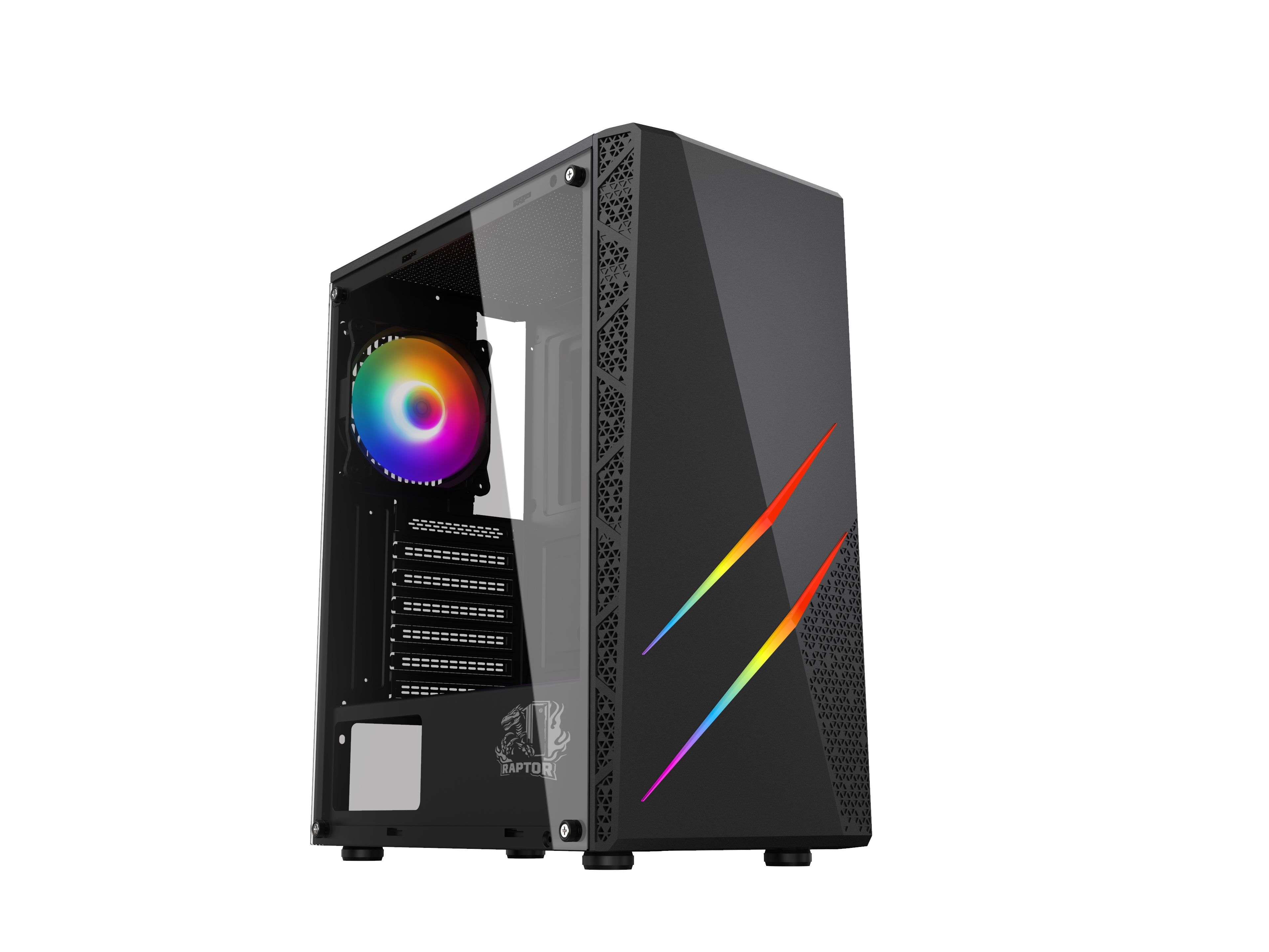 Gabinete Raptor Blaze Force TG Mid-Tower RGB Fan x2