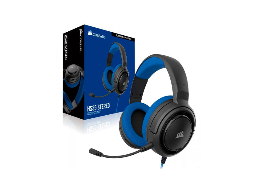 Auriculares Corsair Hs35 Gaming Blue Pc/ps4/xbox con microfono azul