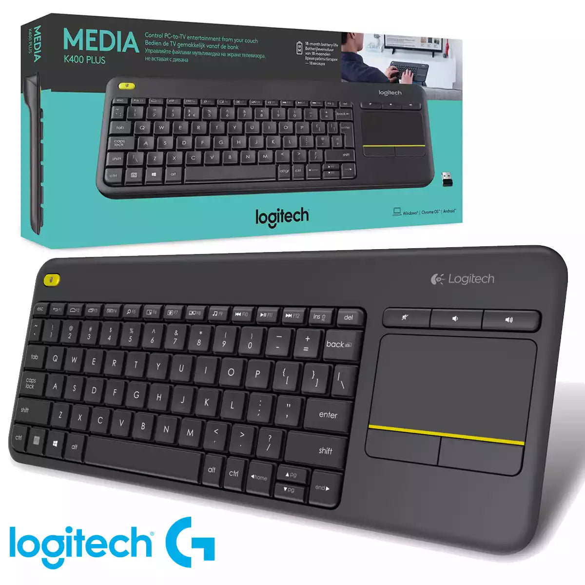 Teclado Inalambrico Logitech Media K 400 Plus Español