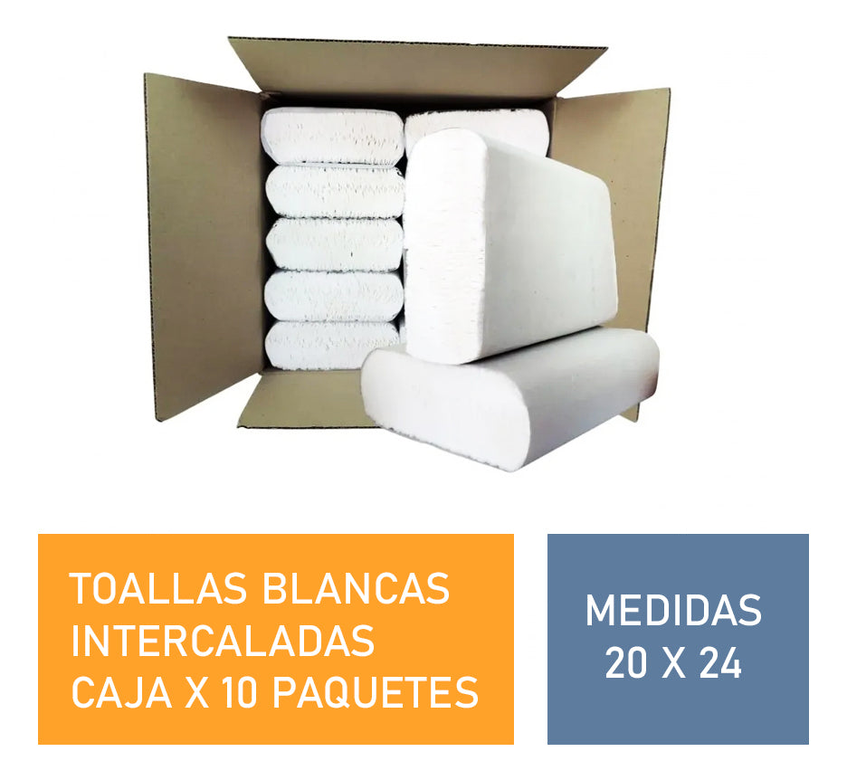 Caja de toallas de papel doblada intercalada blanca 20X24 10u x1200